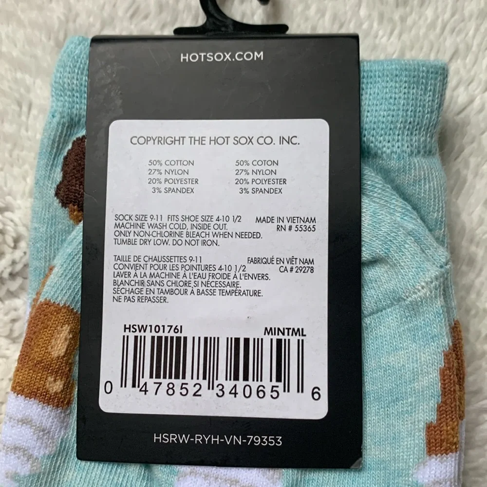 Hot Sox Ice Cream cones women’s socks Mint Melange NWT